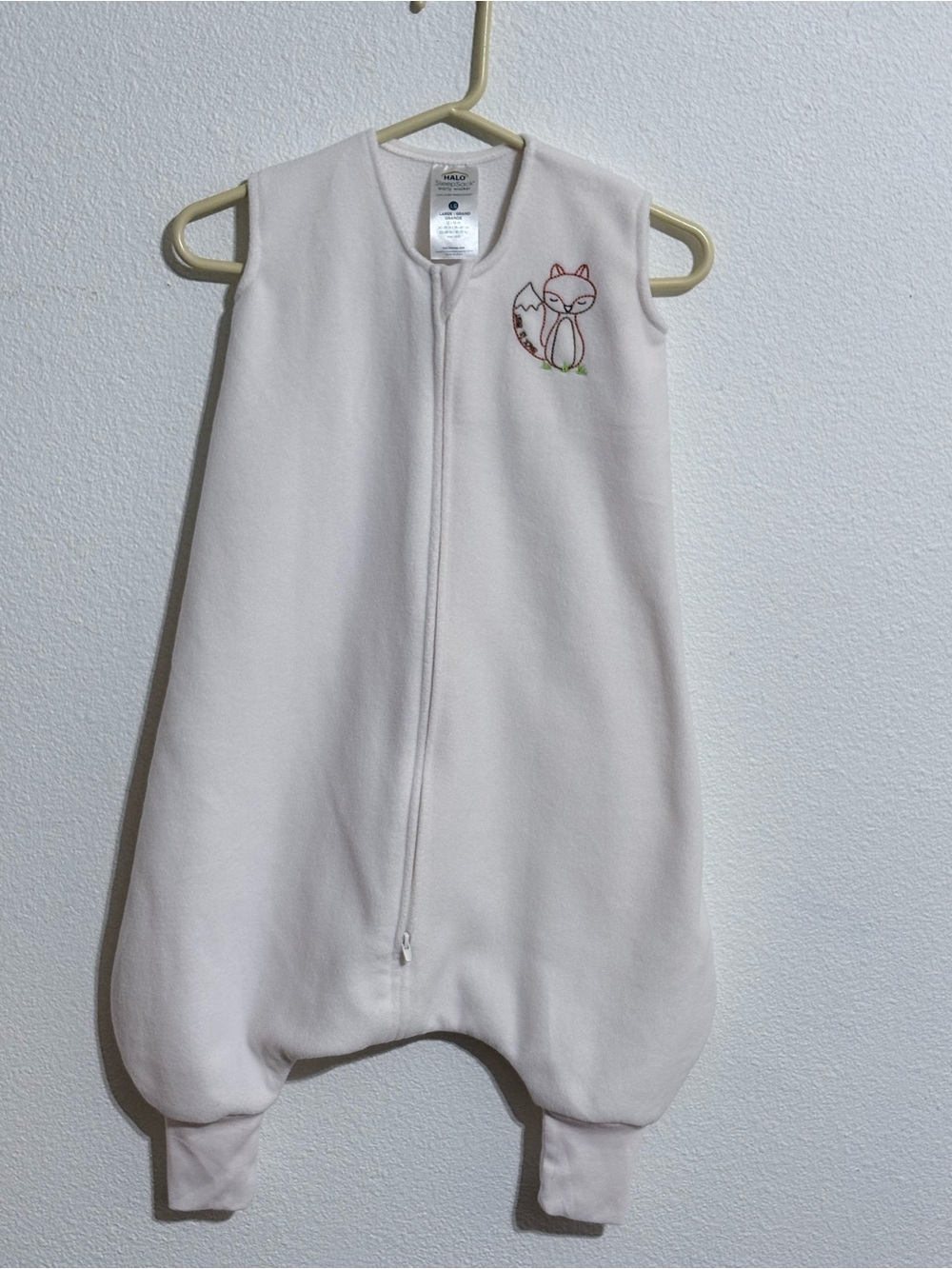 HALO SleepSack Early Walker Fleece Fox Size L 12–18M Ivory Zip